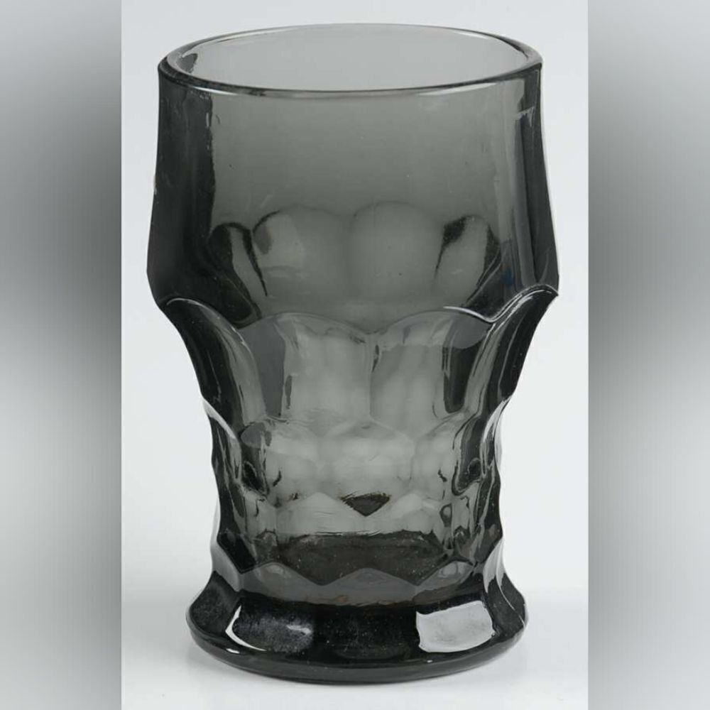Vintage Anchor Hocking Georgian Smoke Glass 12 ounce Flat Tumbler, Set of 6
